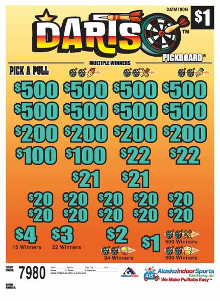 Darts PK 3W $1 8@$500 $1B 17% 7980