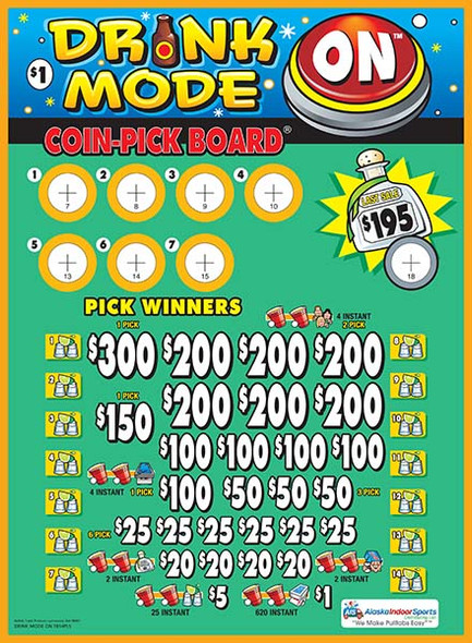 Drink Mode On Coin-Pick Board 3W $1 6@$200 $1B 28% 4800 LS