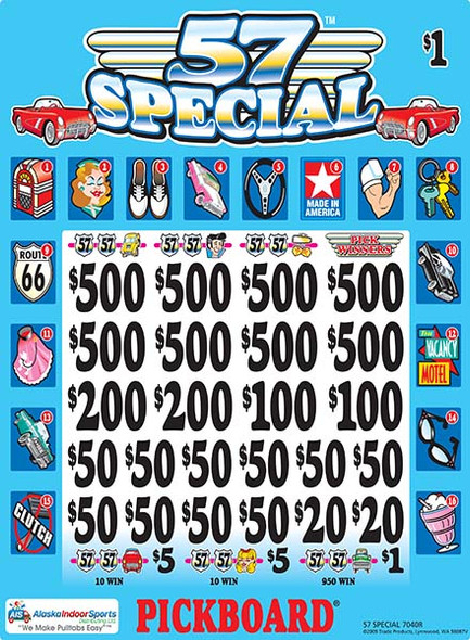 57 Special PK 3W $1 8@$500 $1B 25% 8200