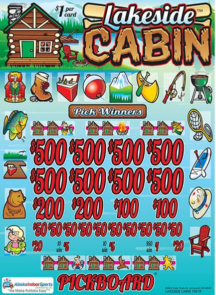 Lakeside Cabin PK 3W $1 8@$500 $1B 25% 8200
