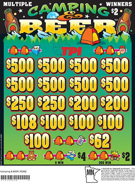 Camping and Beer 3W $2 8@$500 $2B 24% 3960