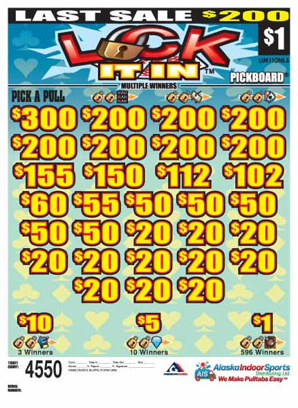 Lock It In PK 3W $1 8@$200 (1@$300) $1B 19% 4550 LS
