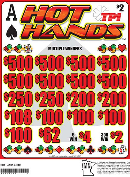 Hot Hands 3W $2 8@$500 $2B 24% 3960