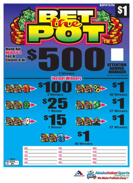 Bet the Pot Seal 5W $1 3@$500 $1B 30% 3000