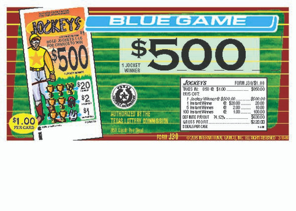 Jockeys Verifier 5W $1 1@$500 $1B 26% 850