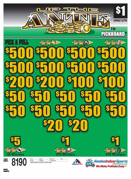 Up the Ante PK 3W $1 8@$500 $1B 24% 8190