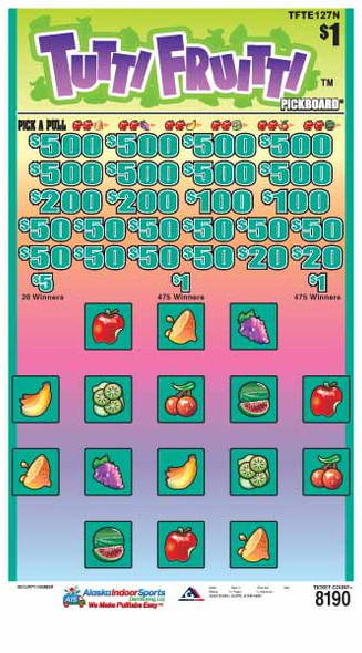 Tutti Fruitti PK 3W $1 8@$500 $1B 24% 8190