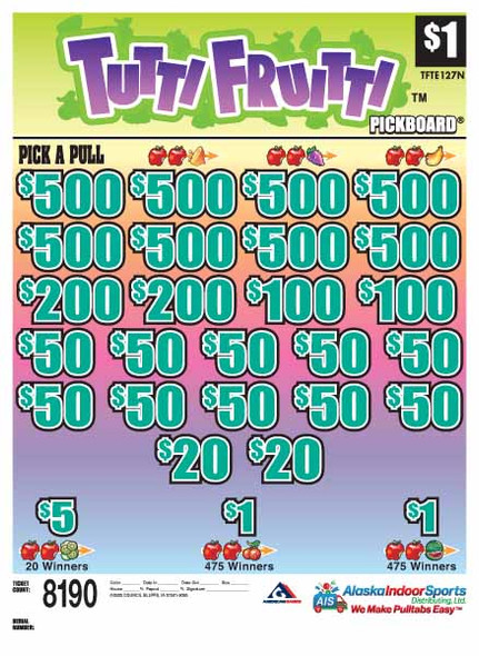 Tutti Fruitti PK 3W $1 8@$500 $1B 24% 8190