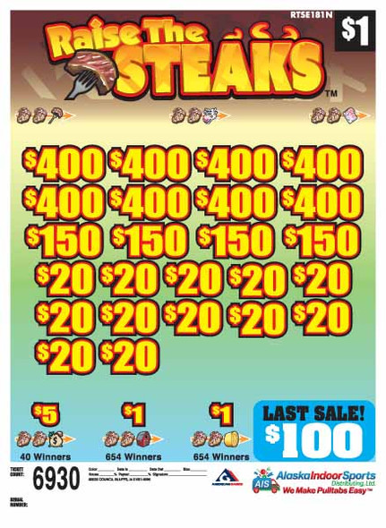 Raise the Steaks 3W $1 8@$400 $1B 19% 6930 LS