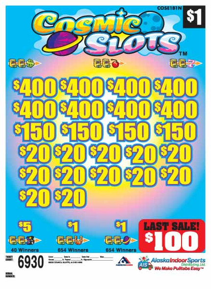 Cosmic Slots 3W $1 8@$400 $1B 19% 6930 LS