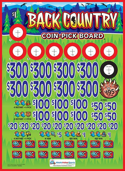Back Country Coin-Pick Board 3W $1 8@$300 $1B 25% 6480 LS Back Country Coin-Pick Board 3W $1 8@$300 $1B 25% 6480 LS