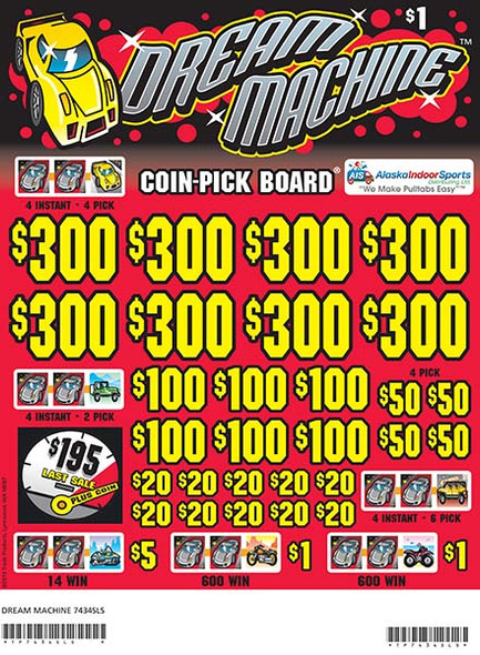 Dream Machine Coin-Pick Board 3W $1 8@$300 $1B 25% 6480 LS Dream Machine Coin-Pick Board 3W $1 8@$300 $1B 25% 6480 LS