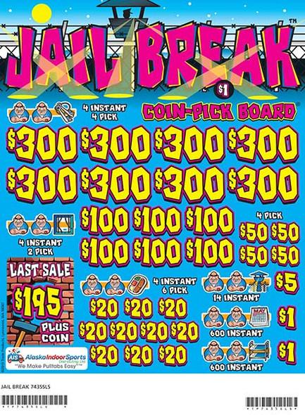 Jail Break Coin-Pick Board 3W $1 8@$300 $1B 25% 6480 LS