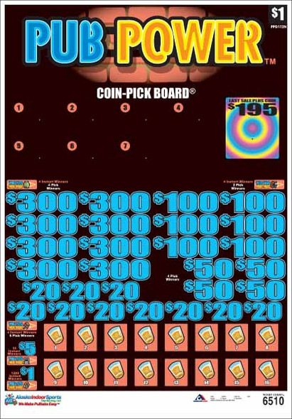 Pub Power Coin-Pick Board 3W $1 8@$300 $1B 25% 6510 LS Pub Power Coin-Pick Board 3W $1 8@$300 $1B 25% 6510 LS