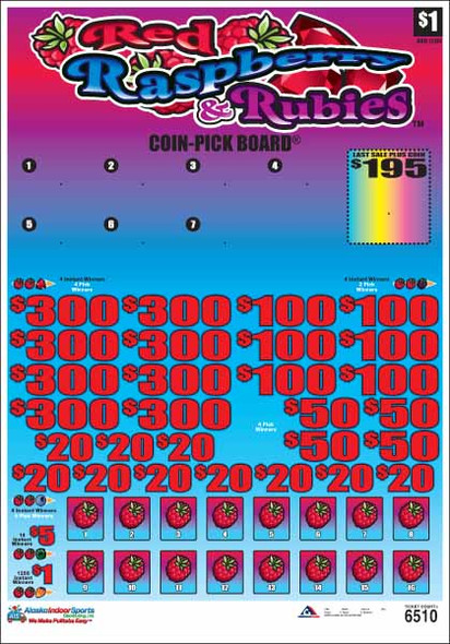Red Raspberry and Rubies Coin-Pick Board 3W $1 8@$300 $1B 25% 6510 LS