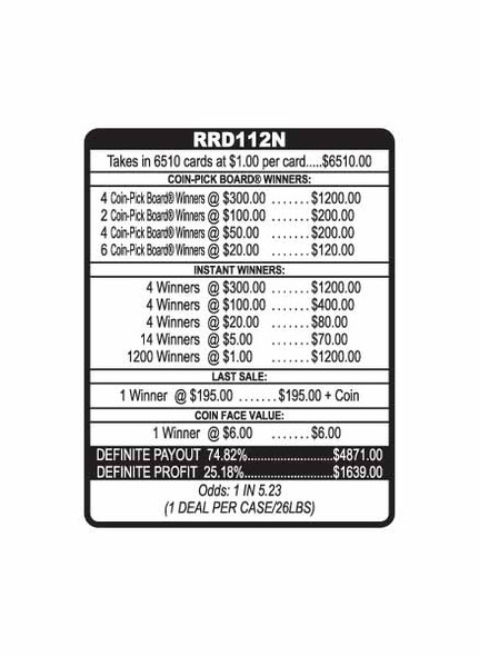 Red Raspberry and Rubies Coin-Pick Board 3W $1 8@$300 $1B 25% 6510 LS