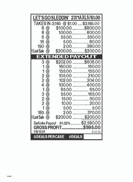 Let's Go Sleddin' 3W $1 16@$100 (3@$202) $2B 19% 3185 LS