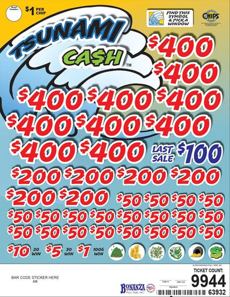 Tsunami Cash Big Pic Chip $1 10@$400 $1B 23% 9944 LS