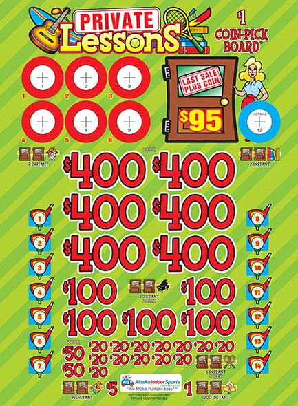 Private Lessons Coin Pick-Board 3W $1 6@$400 $1B 29% 6480 LS