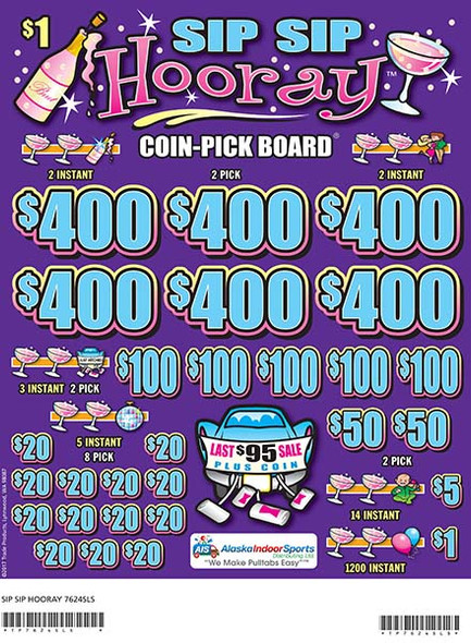 Sip Sip Hooray Coin Pick-Board 3W $1 6@$400 $1B 29% 6480 LS