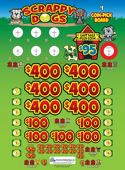 Scrappy Dogs Coin Pick-Board 3W $1 6@$400 $1B 29% 6480 LS