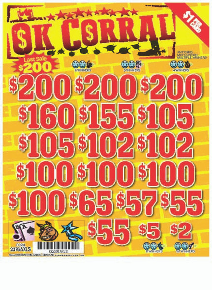 OK Corral 3W $1 16@$100 (3@$200) $2B 19% 3185 LS