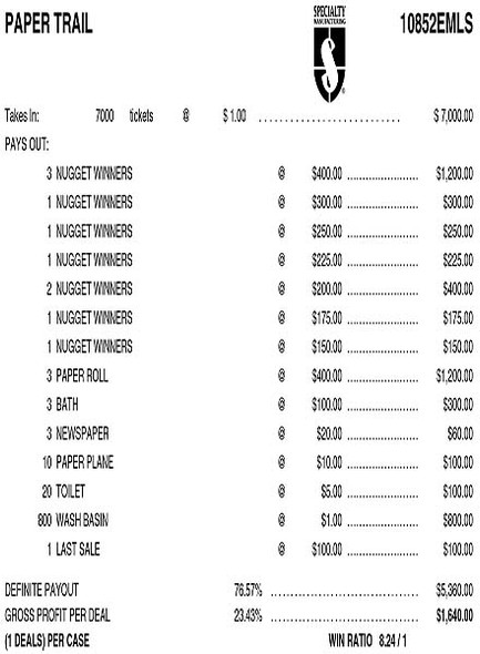 Paper Trail Embedded PK 3W $1 6@$400 $1B 23% 7000 LS