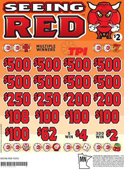 Seeing Red 3W $2 8@$500 $2B 24% 3960