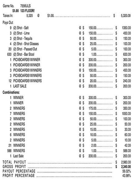 123 Floor! PK 3W $1 18@$150 (2@$300) $1B 19% 5320 LS
