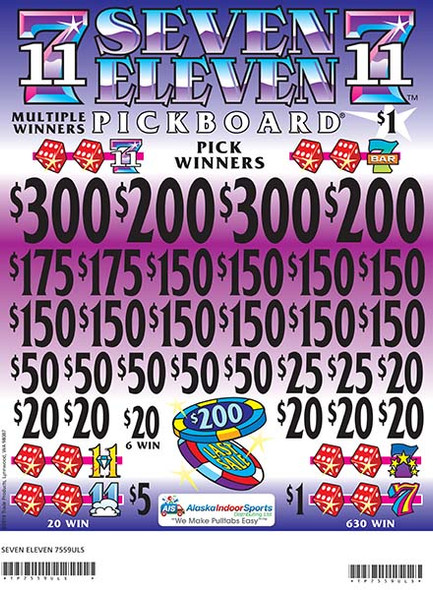 Seven Eleven PK 3W $1 18@$150 (2@$300) $1B 19% 5320 LS