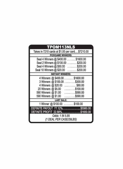 Tap Out PK 3W $1 8@$400 $1B 22% 7210 LS