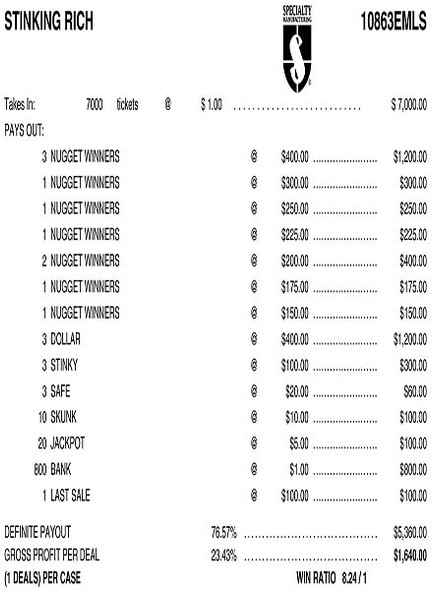 Stinking Rich Embedded PK 3W $1 6@$400 $1B 23% 7000 LS