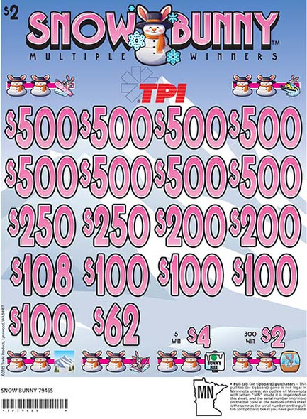 Snow Bunny 3W $2 8@$500 $2B 24% 3960