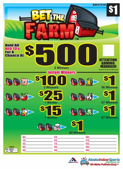 Bet the Farm Seal 5W $1 3@$500 $1B 30% 3000