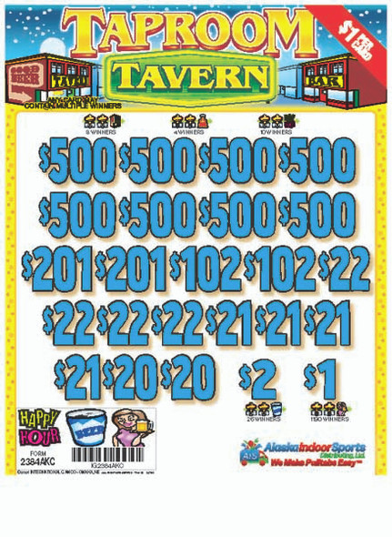 Taproom Tavern 3W $1 8@$500 $1B 25% 8036