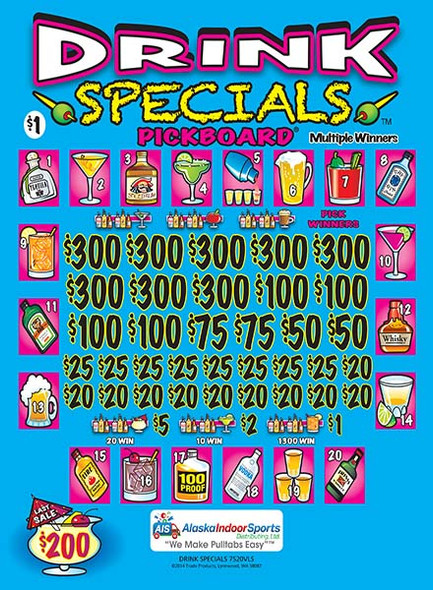 Drink Specials PK 3W $1 8@$300 $1B 21% 6400 LS