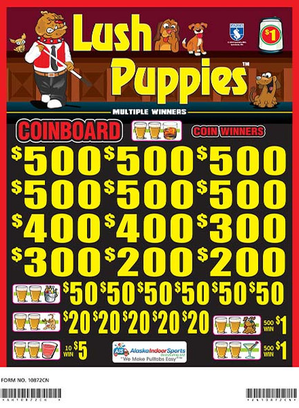 Lush Puppies Coinboard 3W $1 6@$500 $1B 24% 8280