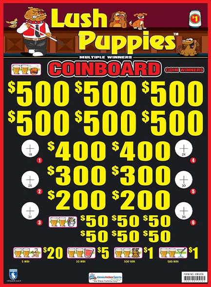 Lush Puppies Coinboard 3W $1 6@$500 $1B 24% 8280