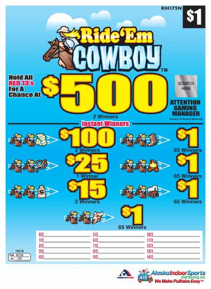 Ride Em Cowboy Seal 5W $1 2@$500 $1B 29% 2160