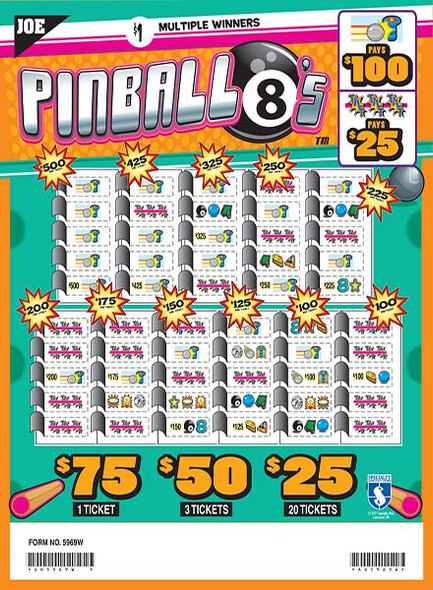 Pinball 8's Joe 5W $1 1@$500 (5,4,3,2,1) $25B 18% 4000