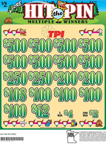 Hit the Pin 3W $2 8@$500 $2B 24% 3960
