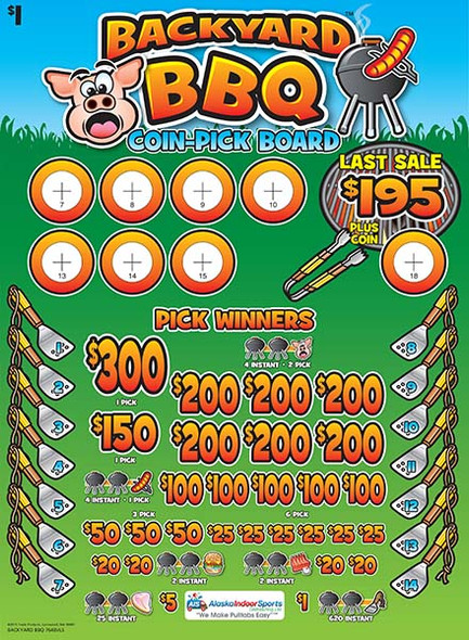 Backyard BBQ Coin-Pick Board 3W $1 6@$200 $1B 28% 4800 LS