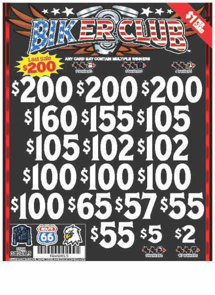 Biker Club 3W $1 16@$100 (3@$200) $2B 19% 3185 LS