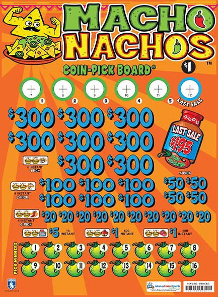 Macho Nachos Coin-Pick Board 3W $1 8@$300 $1B 25% 6480 LS