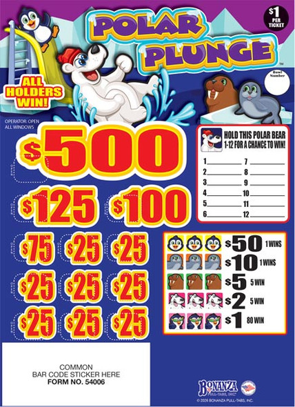 Polar Plunge Seal 5W $1 1@$500 $1B 28% 1624 All Holders Win