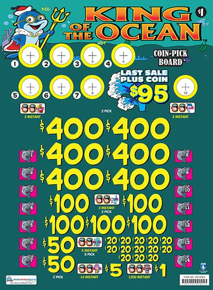 King of the Ocean Coin Pick-Board 3W $1 6@$400 $1B 29% 6480 LS