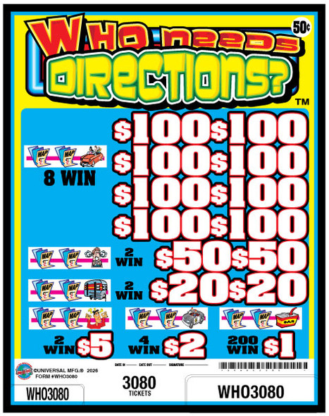Who Needs Directions? 3W $0.50 8@$100 $1B 25% 3080