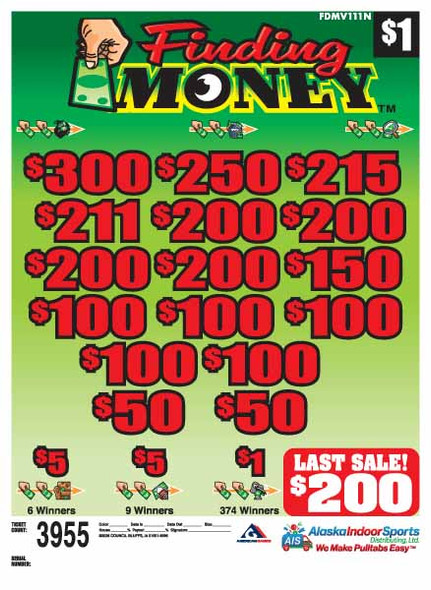 Finding Money 3W $1 8@$200 (1@$300) $1B 19% 3955 LS
