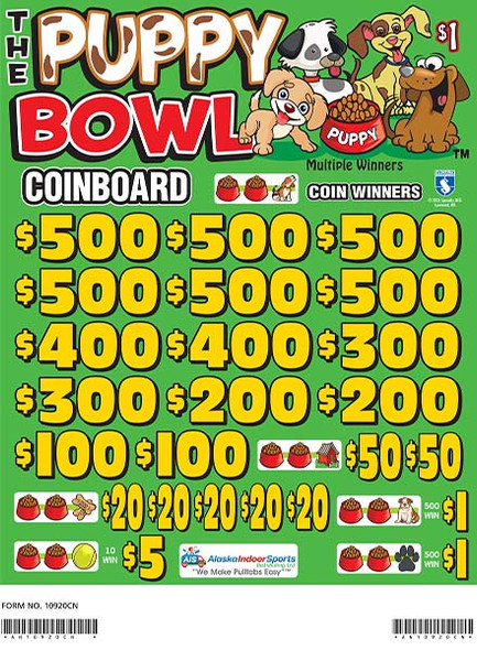 The Puppy Bowl Coinboard 3W $1 6@$500 $1B 24% 8280