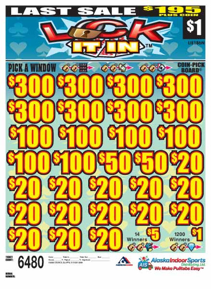 Lock It In Coin-Pick Board 5W $1 8@$300 $1B 25% 6480 LS